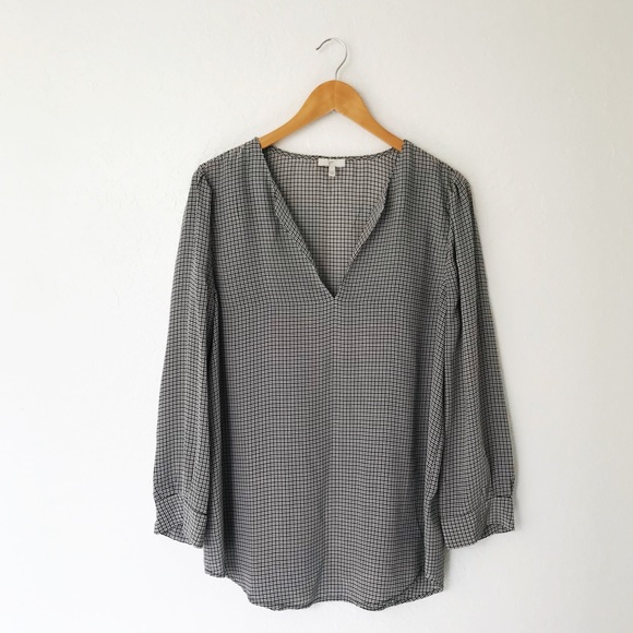 Joie Tops - Joie Long Sleeve Square Geometric Print Silk Top